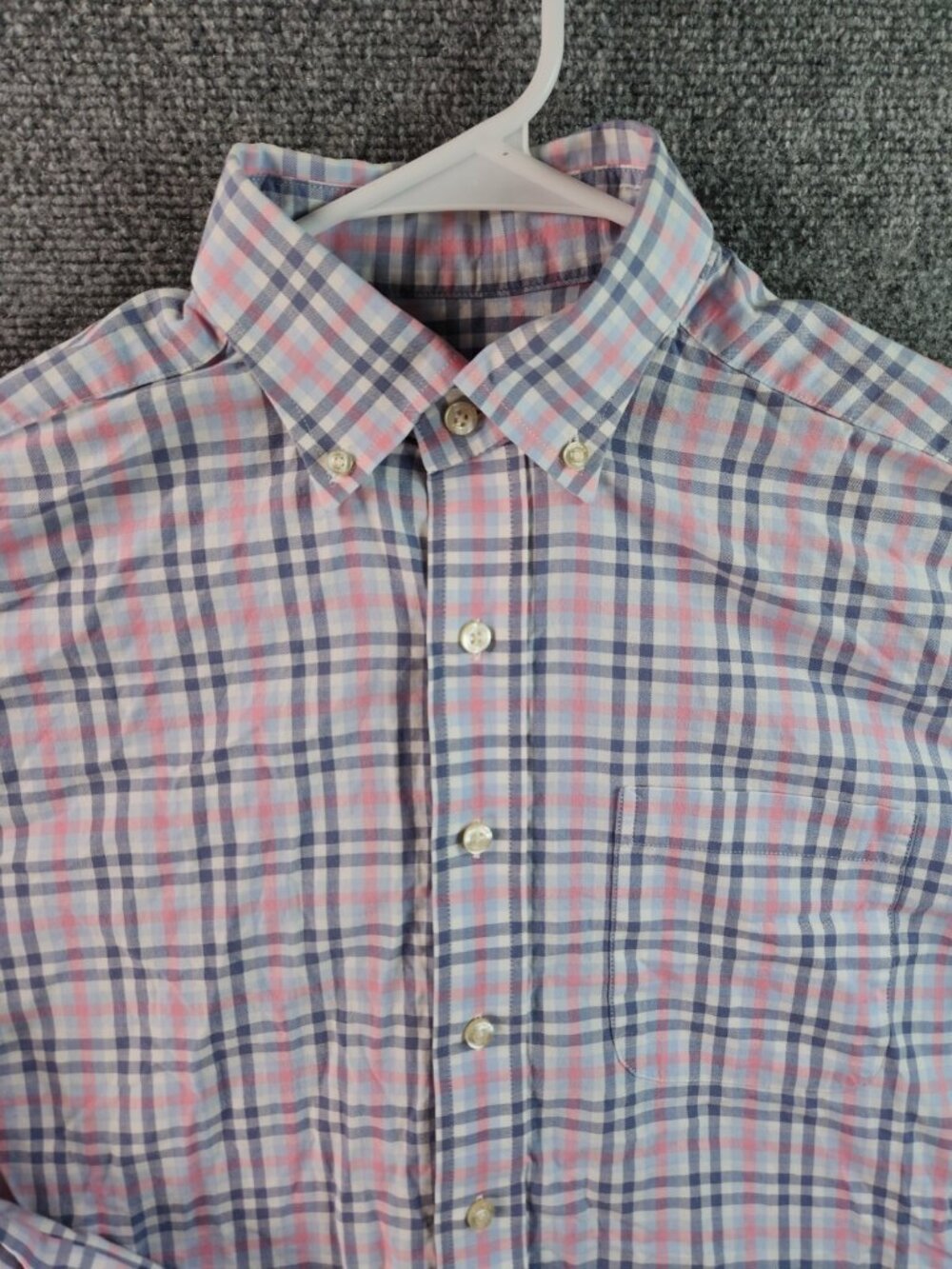 Vineyard Vines Murray Shirt Cotton Small Blue Pink Plaid Long Sleeve Button Up